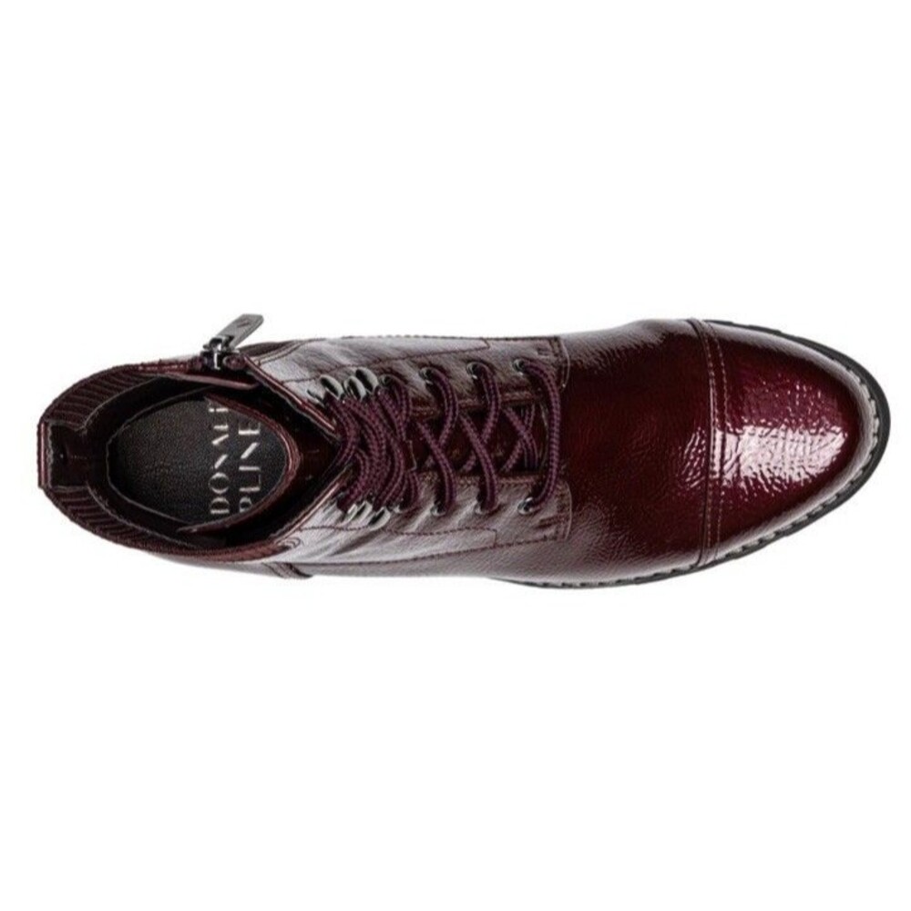 Donald Pliner Halson Crinkle Patent Upper Lace Up Booties in Bordeaux Burgundy 6 - Picture 3 of 14